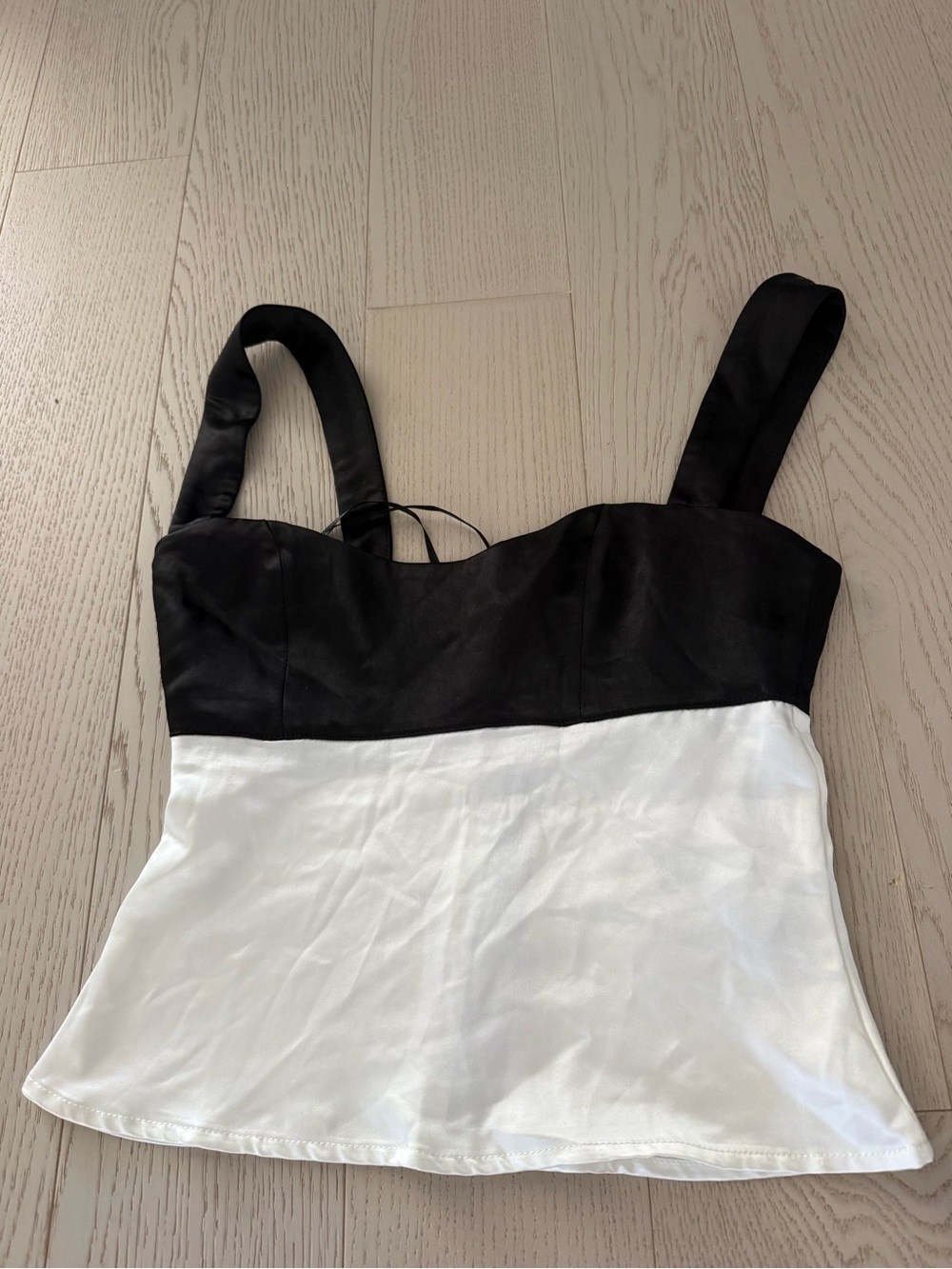 Princess Polly Black and White Cropped Colorblock Tank